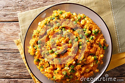 Irio Mashed Sweet Potato with Peas and Corn - Kenyan closeup. Stock Photo