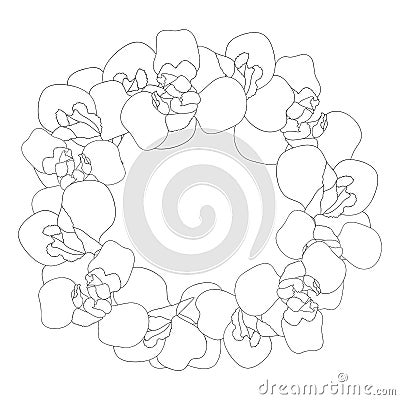 Iris Flower Outline Wreath. Vector Illustration Vector Illustration
