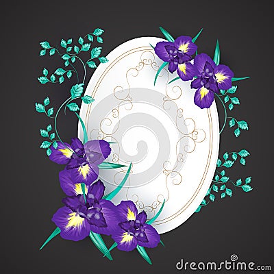 Iris flower wedding invitation card Vector Illustration