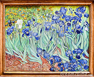 Van Gogh, Iris Painting, Getty Museum, Los Angeles - Original Editorial Stock Photo