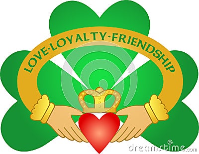 Irish Claddagh & Shamrock/eps Vector Illustration