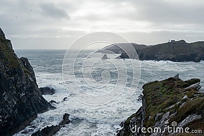 Irish coast with rough sea Stock Photo