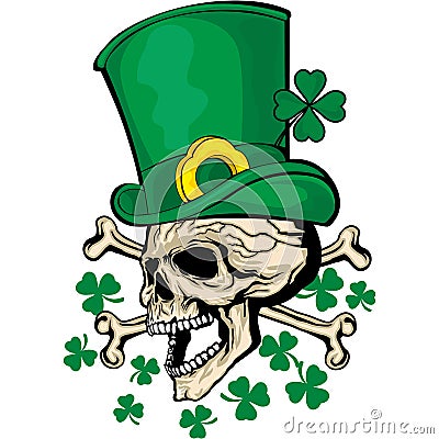 Irish coat of arms with skull and clover Stock Photo