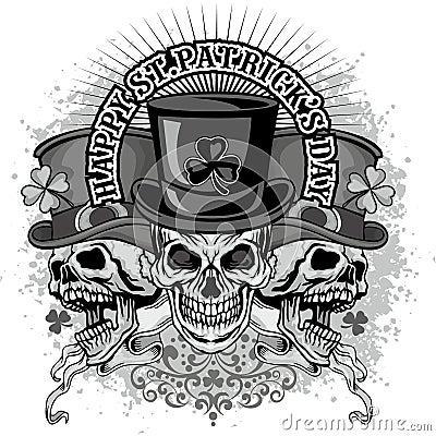 Irish coat of arms with skull and clover Stock Photo