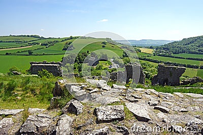 Irish Countryside and Ruins Stock Photo