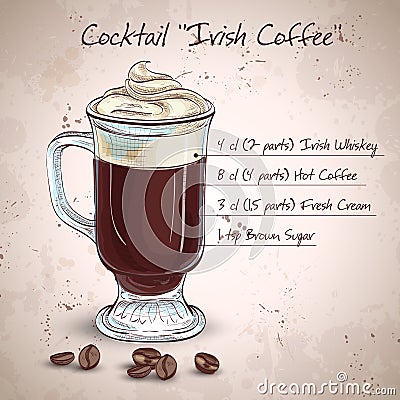 Irish cream coffee Vector Illustration