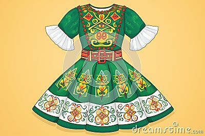 irish dance dress with intricate celtic patterns Stock Photo