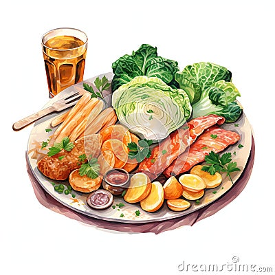 Irish food watercolor Stock Photo