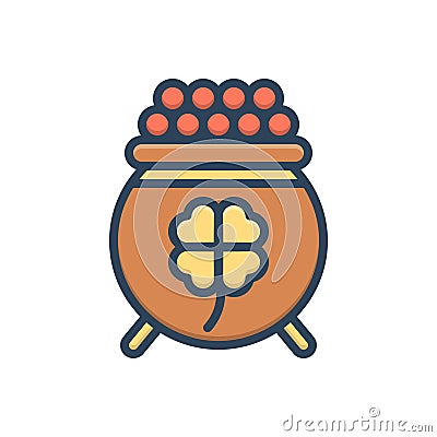 Color illustration icon for Irish, celebration and pot Vector Illustration