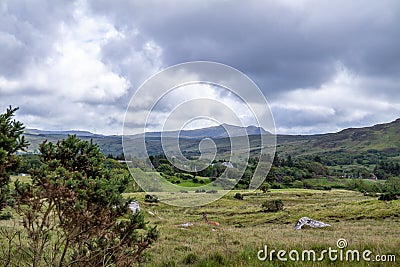 Irish landscape with red deer by Glenties in County Donegal Stock Photo
