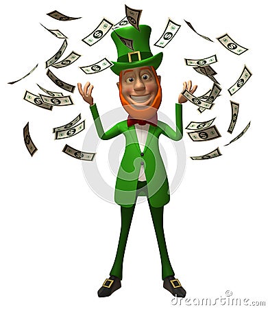 Irish leprechaun with money Stock Photo