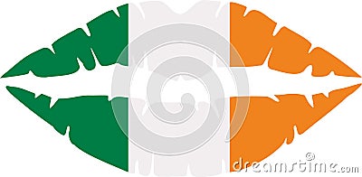 Irish lips in colors of the ireland flag Vector Illustration