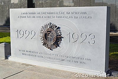 Irish National Army Civil War Monument Editorial Stock Photo