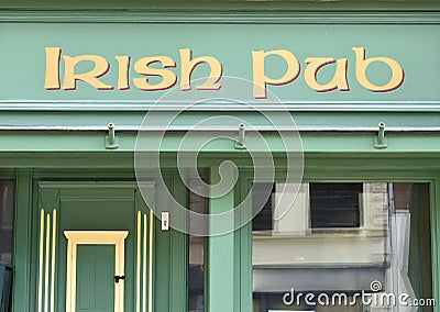 Irish pub, frontal view. Stock Photo