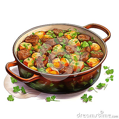 Irish stew watercolor Stock Photo