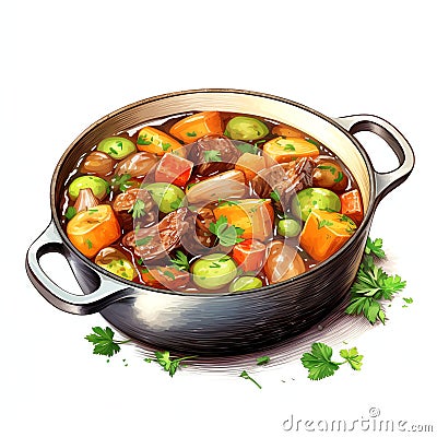 Irish stew watercolor Stock Photo