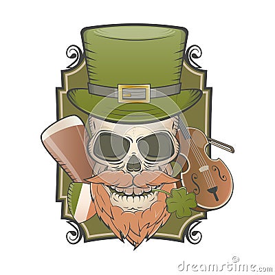 Irish vintage skull Vector Illustration