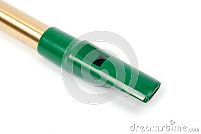 The Irish whistle is a longitudinal flute with a whistle device and six playing holes Stock Photo