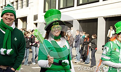 Irish woman on st patrick's day. london Editorial Stock Photo