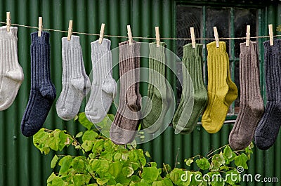 Irish wool winter knit socks Stock Photo