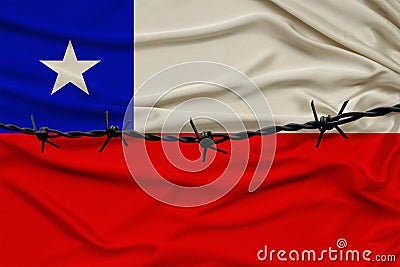 Iron barbed wire against the background of the national silk flag of the state of belgium, concept imprisonment for offenders, for Stock Photo