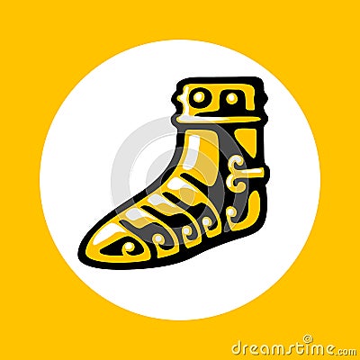 Iron boots icon in trendy flat style isolated on white background. Knight`s foot armor Vector Illustration
