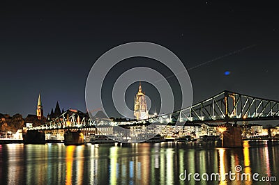 Frankfurt city view by night Editorial Stock Photo