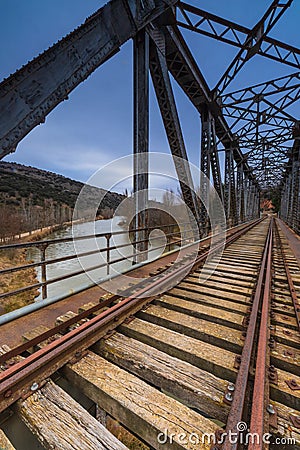 Iron bridge over the river Stock Photo