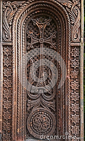 Iron Carving Closeup. Handmade Objects Stock Photo