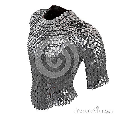 Iron chain armor on isolated white background, 3d illustration Stock Photo