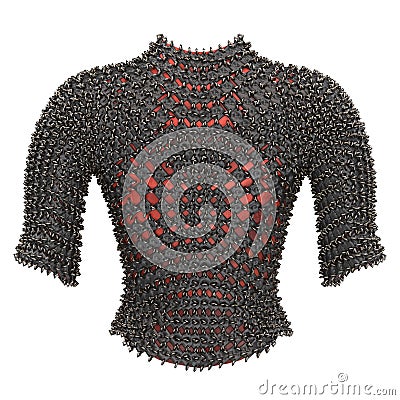 Iron chain armor on isolated white background, 3d illustration Stock Photo