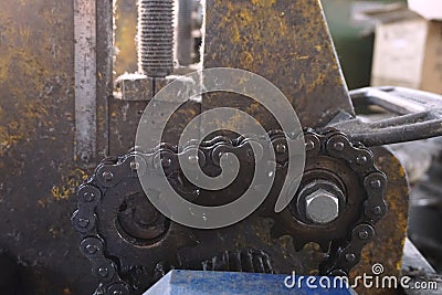 Iron chains shaft Stock Photo