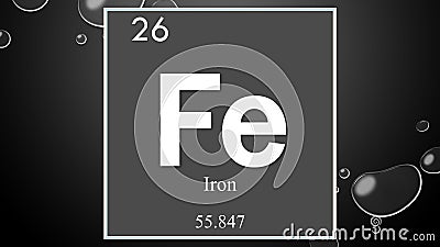 Iron chemical element symbol on wide bubble background Stock Photo