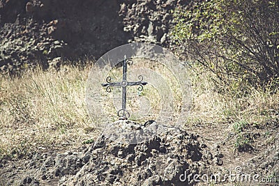 Iron cross in nature Stock Photo