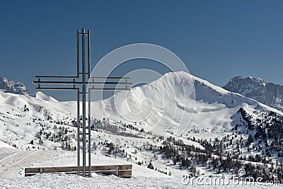 Iron cross on high mountain Stock Photo