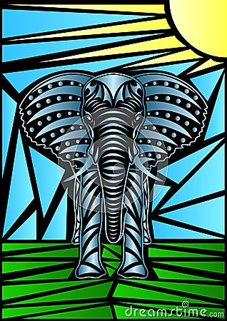 Iron Elephant mosaic elements. Vector Illustration