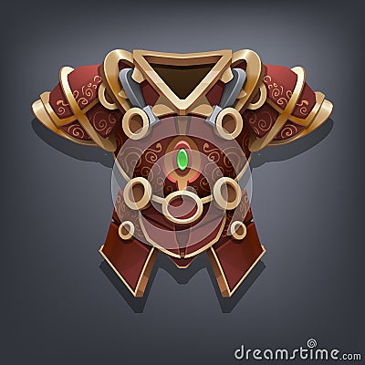 Iron fantasy chest armor for game or cards. Vector Illustration