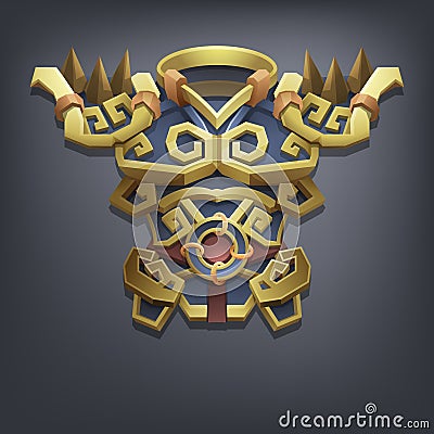 Iron fantasy chest armor for game or cards. Vector Illustration