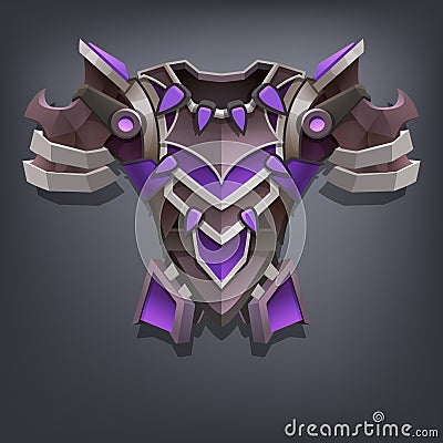 Iron fantasy chest armor for game or cards. Vector Illustration