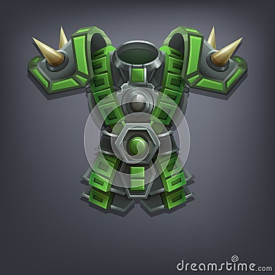 Iron fantasy chest armor for game or cards. Vector Illustration