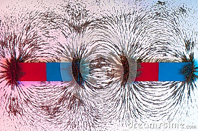 Iron Filings On The Magnetic Field On A Magnet Stock Photography