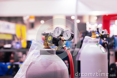 Iron gas cylinder for welding products Stock Photo