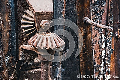 Iron gearwheel on locomotive Stock Photo