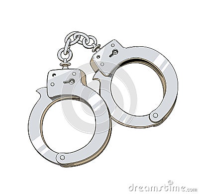 Iron handcuffs for criminal Vector Illustration