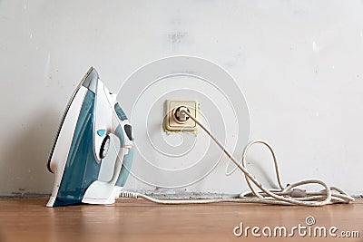 iron housework ironed electric tool clean white background ironing steam housekeeping Stock Photo