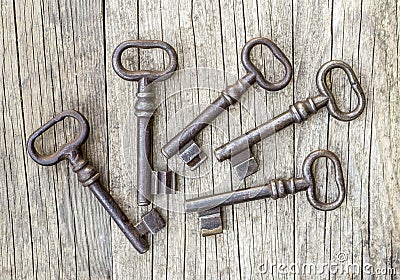 Iron keys, business success, teamwork, solution concept Stock Photo