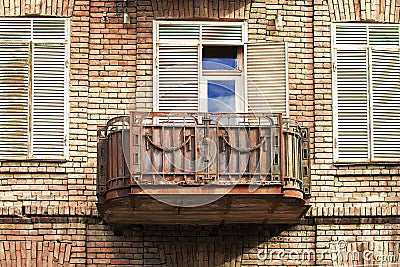 Iron made old balcony on the streets of Tbilisi, Georgia Editorial Stock Photo