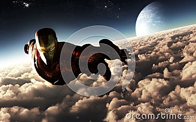Iron Man Character Flying Editorial Stock Photo