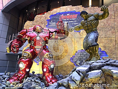 Iron man Hulkbuster VS Hulk in The Avengers: Age of Ultron Editorial Stock Photo