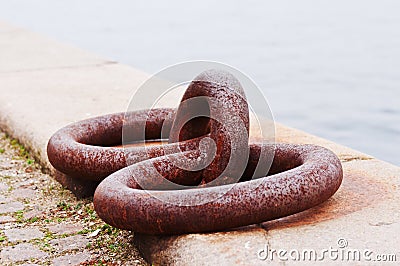 Iron mooring rings Stock Photo